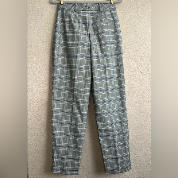 Nordstrom Straight Wide Leg Plaid Pants Slacks-Womens 4-Gray & Black-Office-Work - Picture 6 of 9